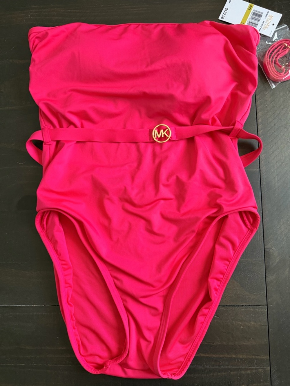 Michael Kors Deep Pink One-Piece beautiful swimsuit with Matching Belt NWT